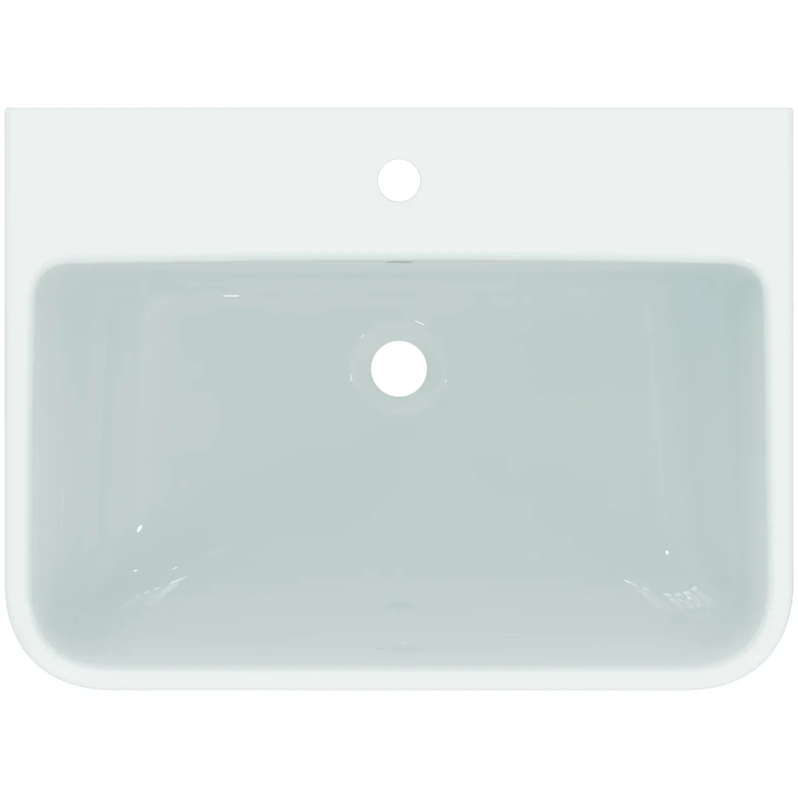 Lavabo 650x480x180 mm, 1 tek batarya delikli, taşma delikli
