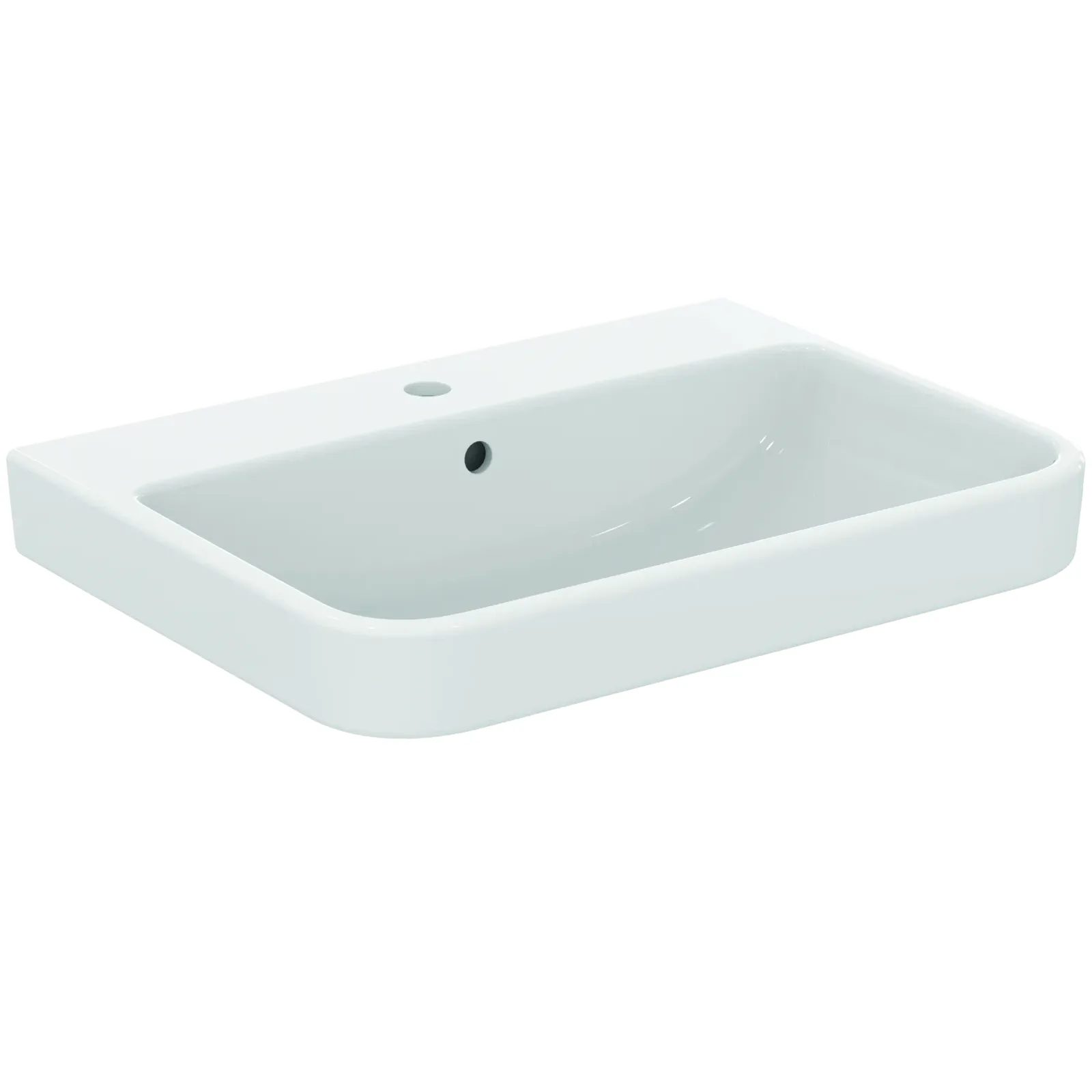 Lavabo 650x480x180 mm, 1 tek batarya delikli, taşma delikli