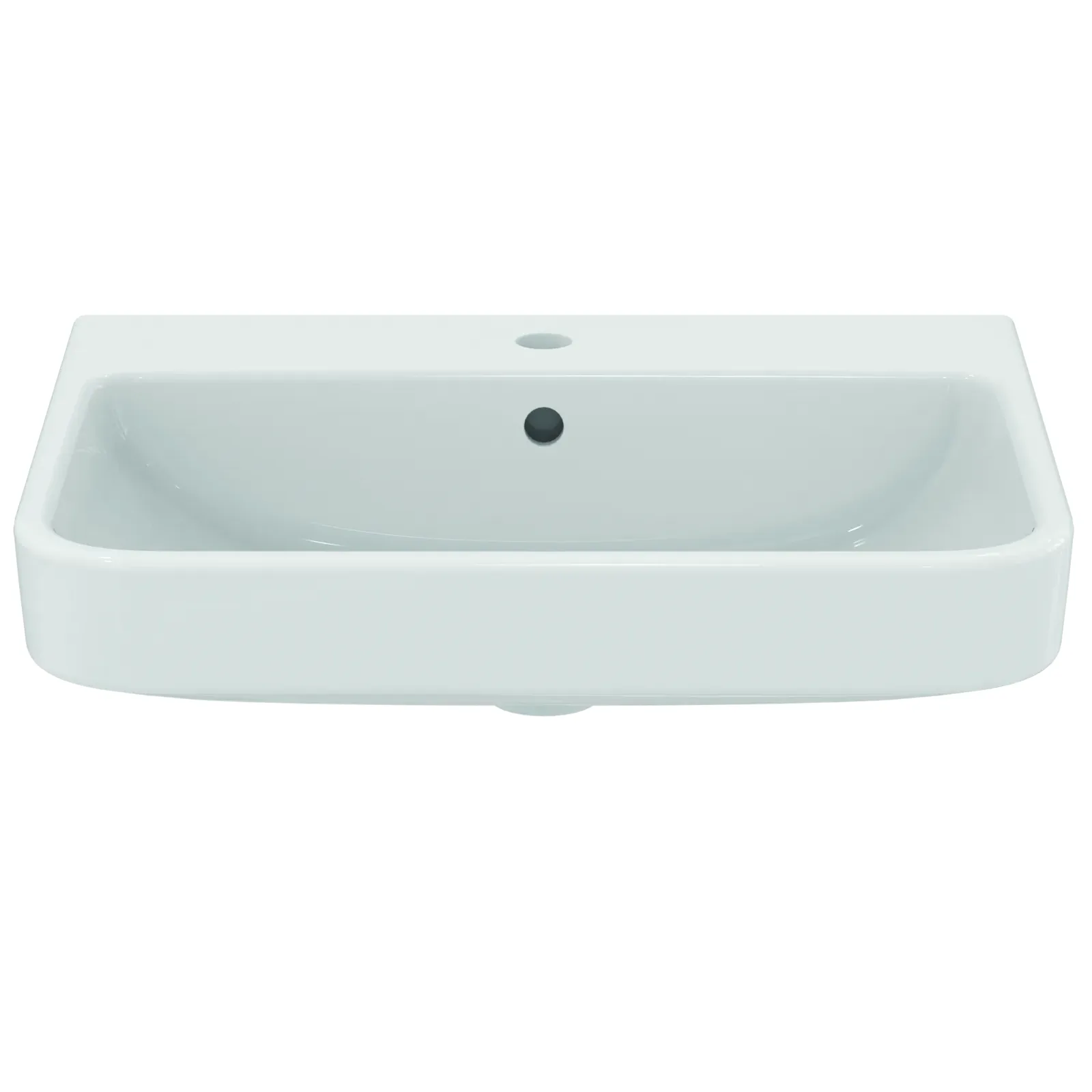 Lavabo 600x480x180 mm, 1 tek batarya delikli, taşma delikli