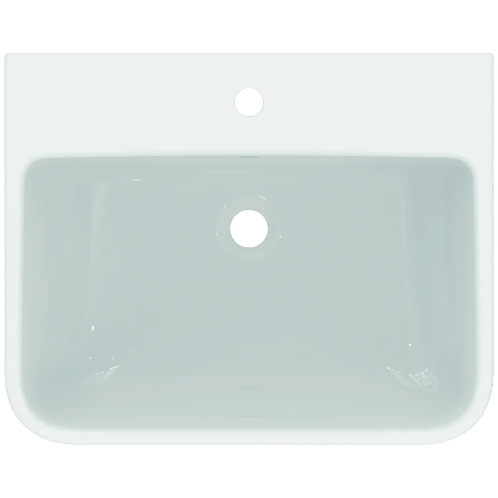 Lavabo 600x480x180 mm, 1 tek batarya delikli, taşma delikli