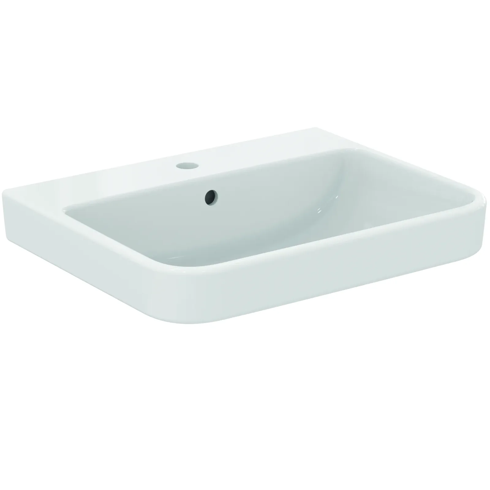 Lavabo 600x480x180 mm, 1 tek batarya delikli, taşma delikli