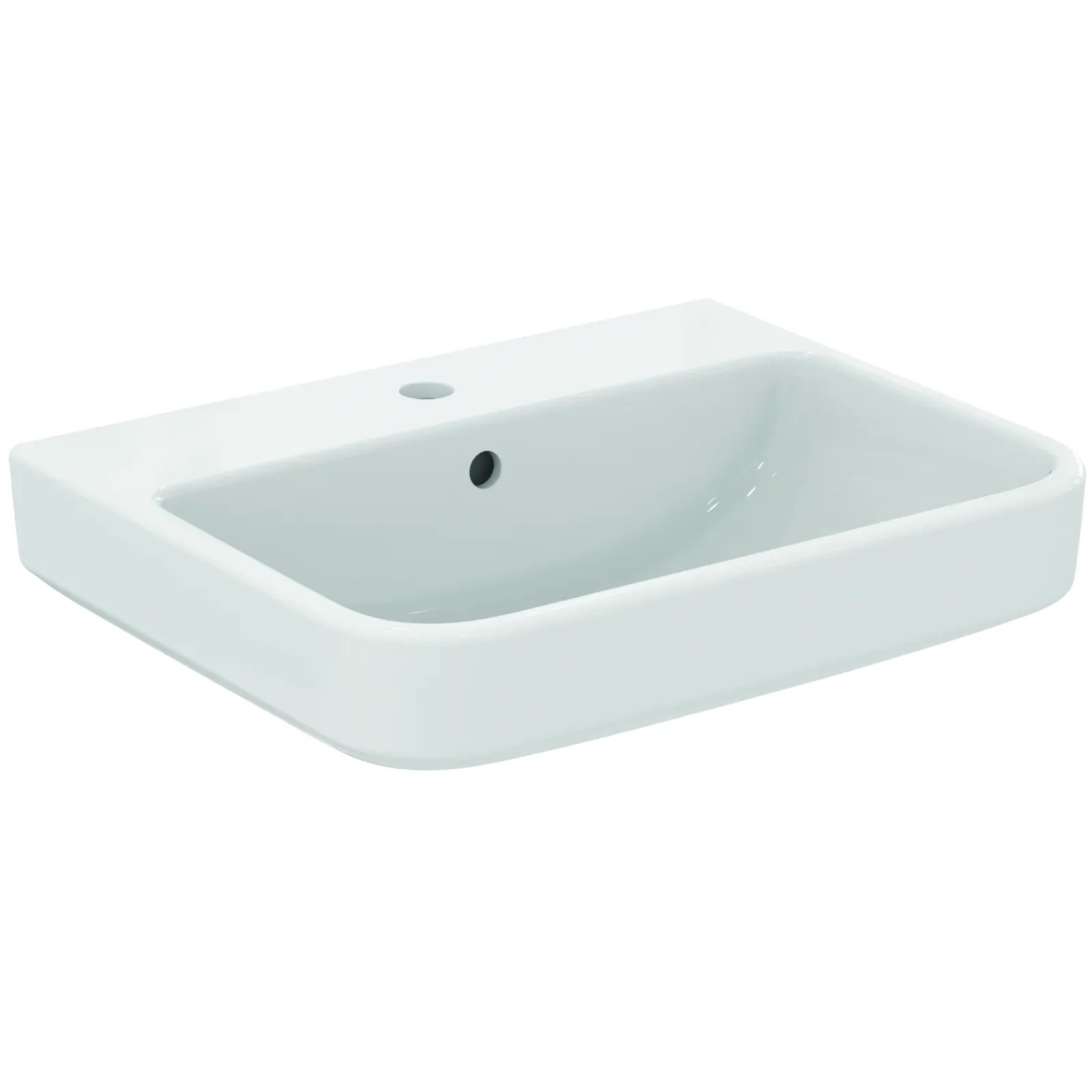 Lavabo 550x440x180 mm, 1 tek batarya delikli, taşma delikli