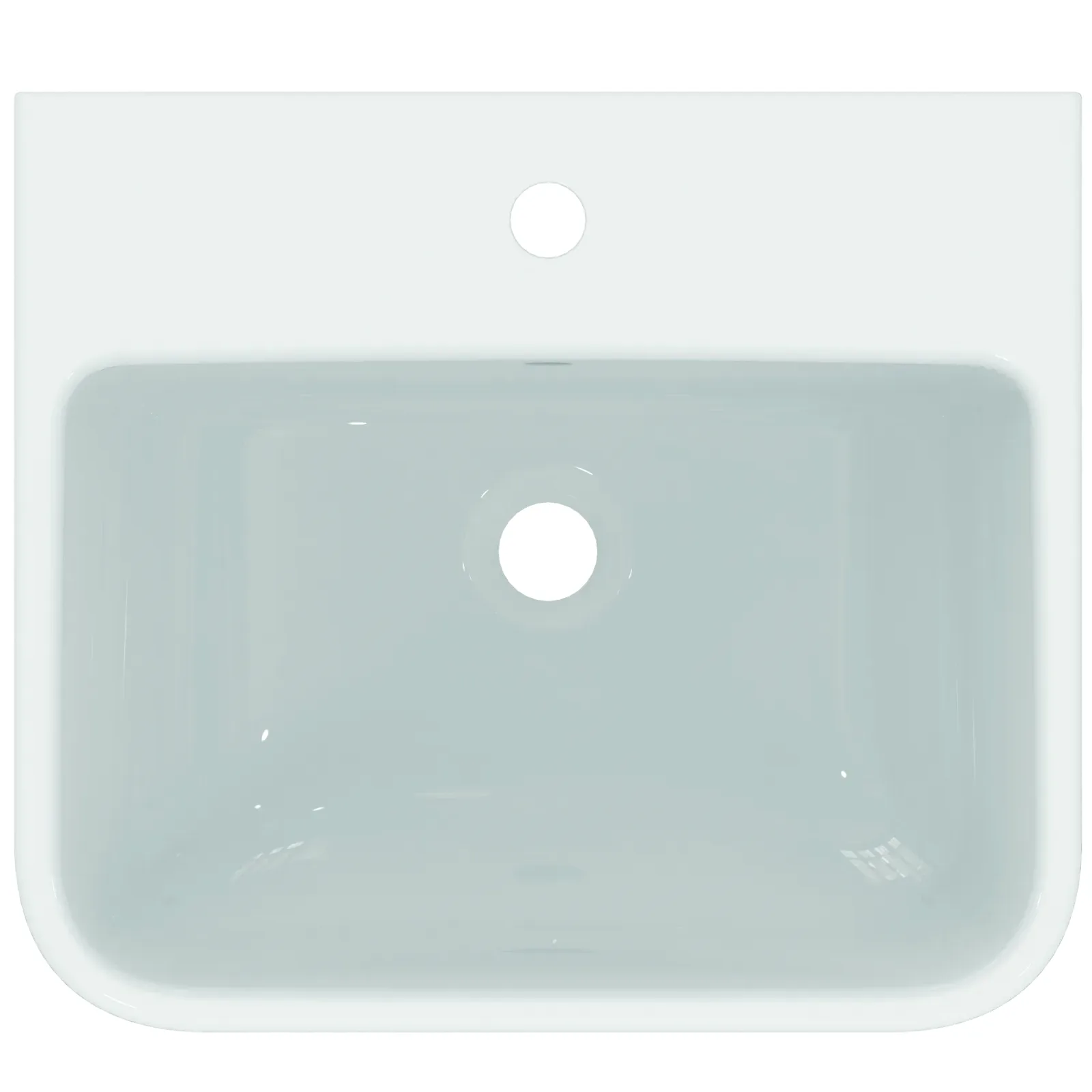 Lavabo 500x440x180 mm, 1 tek batarya delikli, taşma delikli
