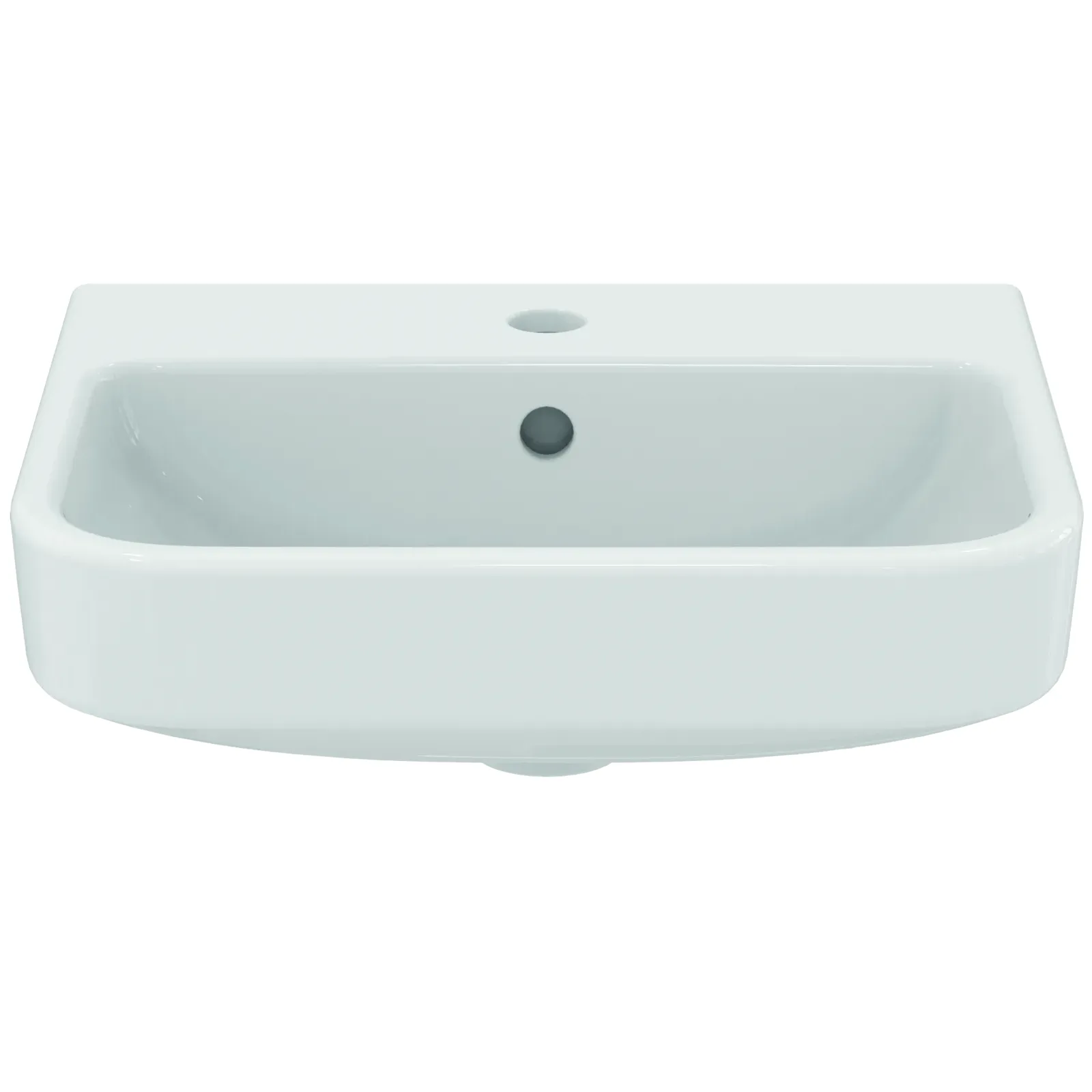 Tezgah Üstü Lavabo 450x380x160 mm, 1 tek batarya delikli, taşma delikli