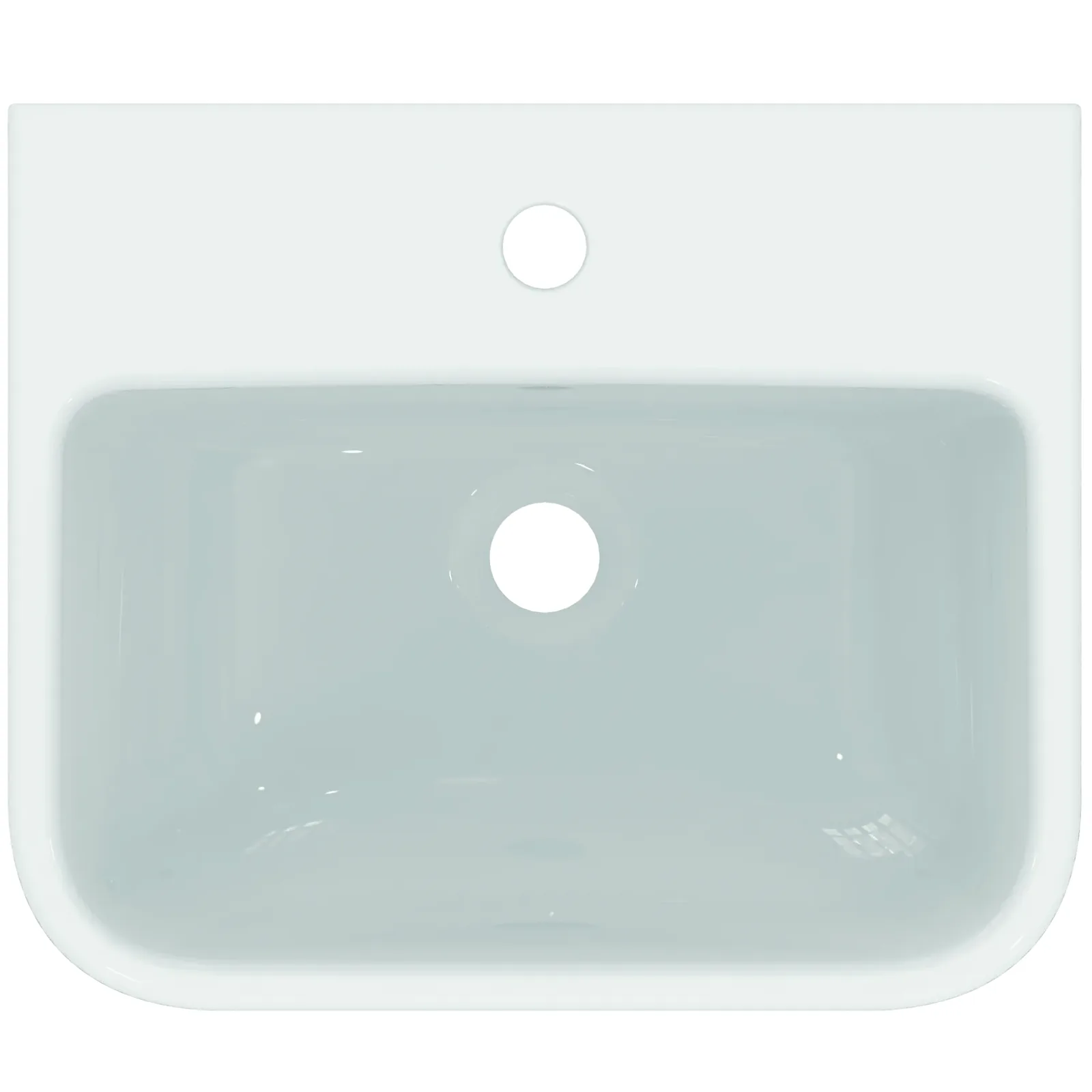 Tezgah Üstü Lavabo 450x380x160 mm, 1 tek batarya delikli, taşma delikli