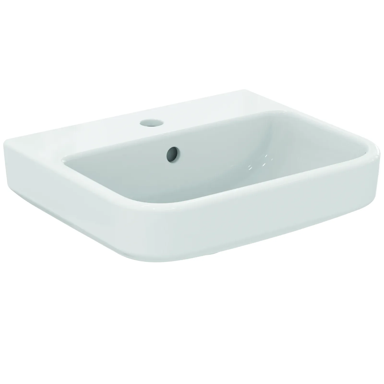 Tezgah Üstü Lavabo 450x380x160 mm, 1 tek batarya delikli, taşma delikli