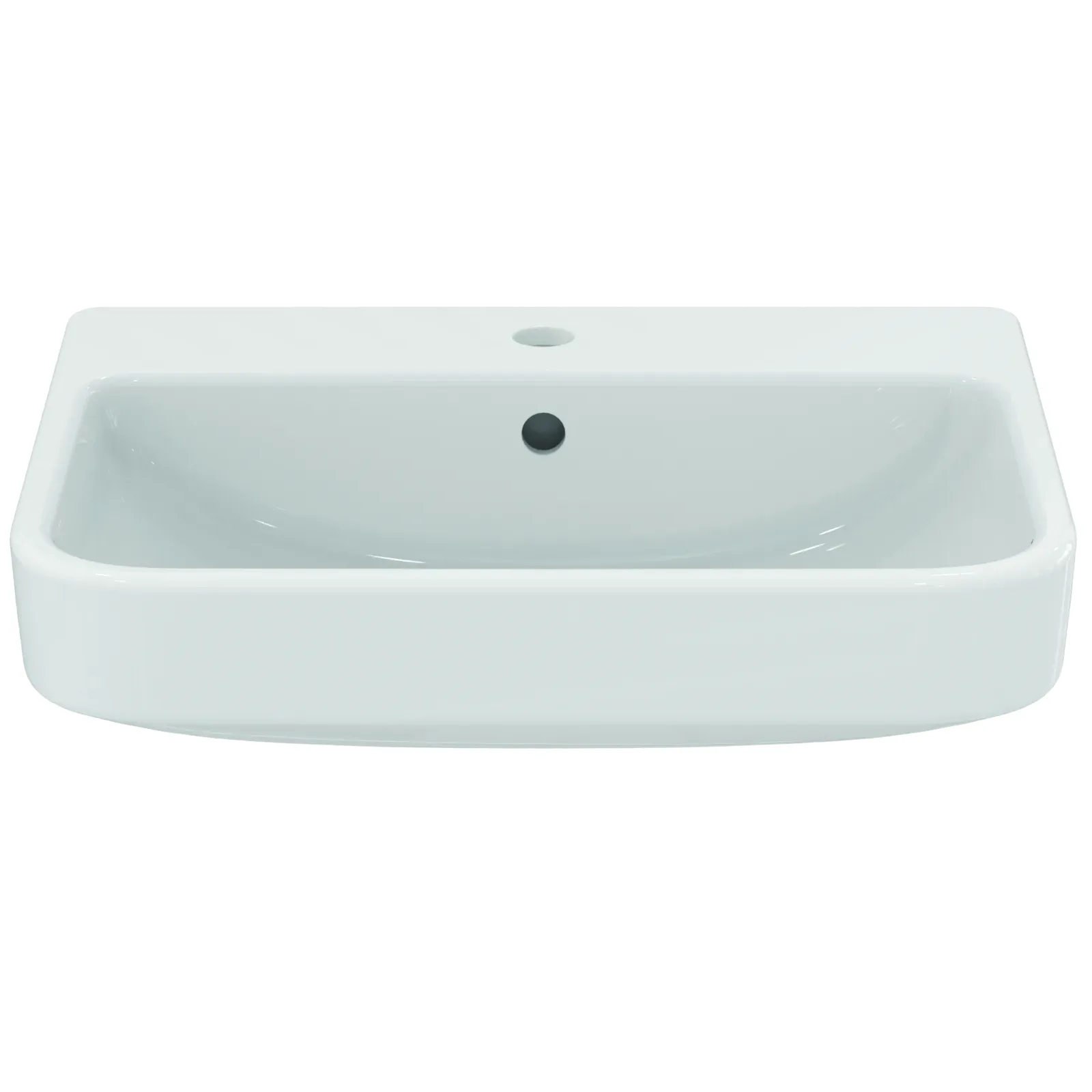 Yarım Tezgah Üstü Lavabo 550x440x170 mm, 1 tek batarya delikli, taşma delikli