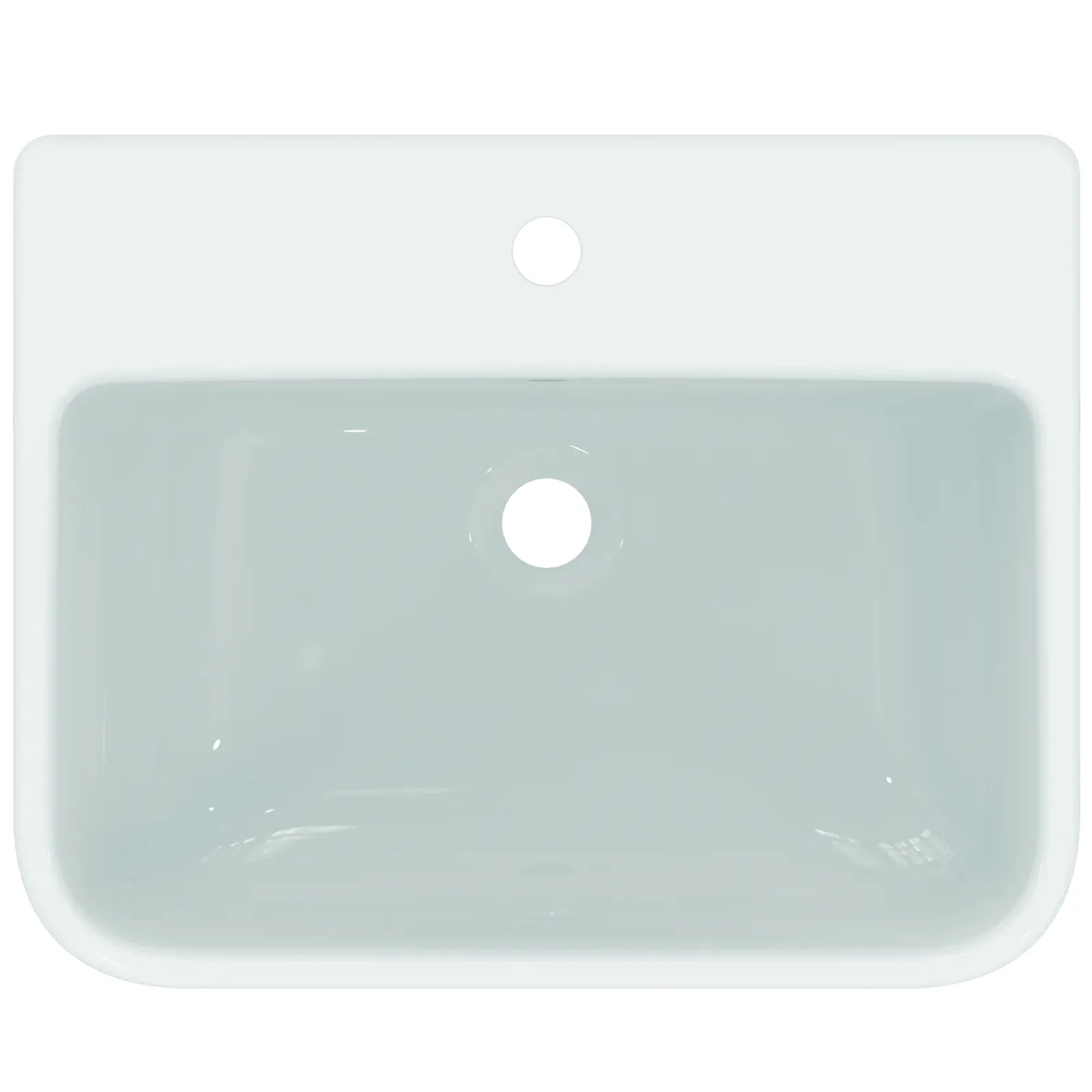 Yarım Tezgah Üstü Lavabo 550x440x170 mm, 1 tek batarya delikli, taşma delikli