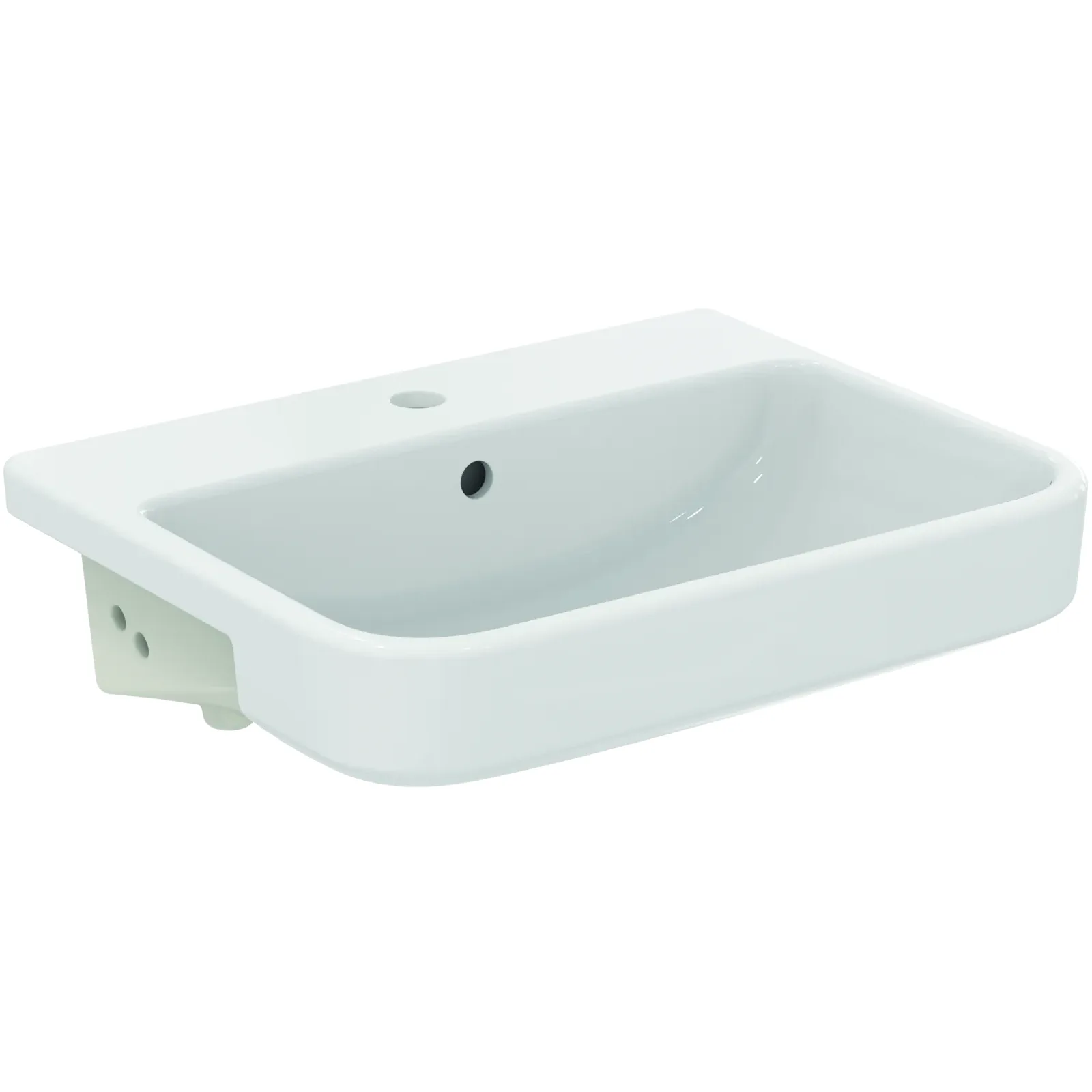 Yarım Tezgah Üstü Lavabo 550x440x170 mm, 1 tek batarya delikli, taşma delikli